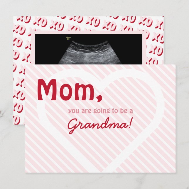 Faire-part Révélation de grossesse rose grand-mère Valentine  (Devant / Derrière)
