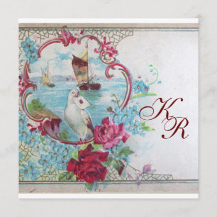 FAIRE-PART ROMANTİCA/BLANC DOVE, MONOGRAMME ROSE DES MARIAGES