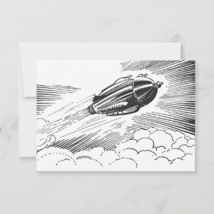 Faire-part Roquettes de science-fiction vintages, changement