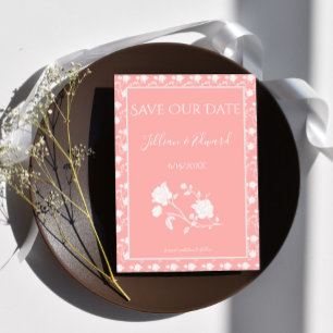 Faire-part Rose De Corail Enregistrer La Date Annonce