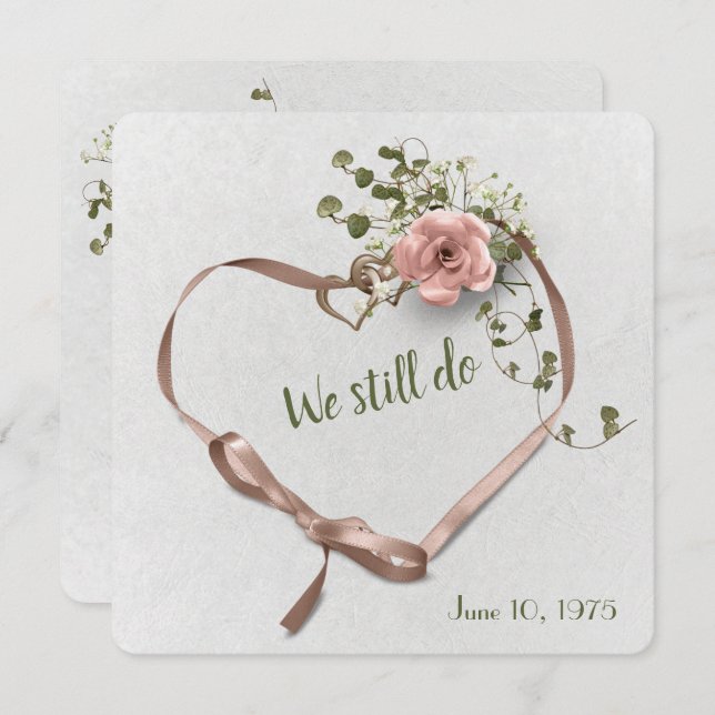 faire-part rose et lierre anniversaire de mariage (Devant / Derrière)