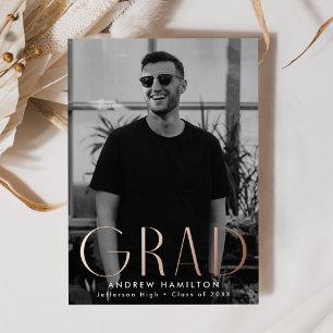 Faire-part rose Gold Foil Photo Graduation