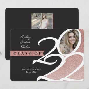 Faire-part Rose Gold Parties scintillant Classe de 2022 Photo