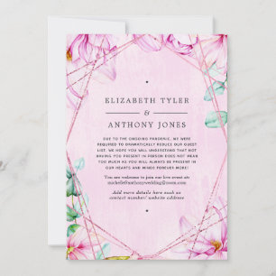 Faire-part Rose Gold & Pink Magnolia Mariage géométrique invi