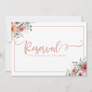Faire-part Rose Gold Script, Floral Réservé Place Card
