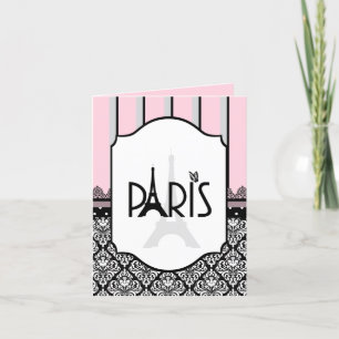 Faire-part Rose, gris, noir, damas, pois, annonce rayée