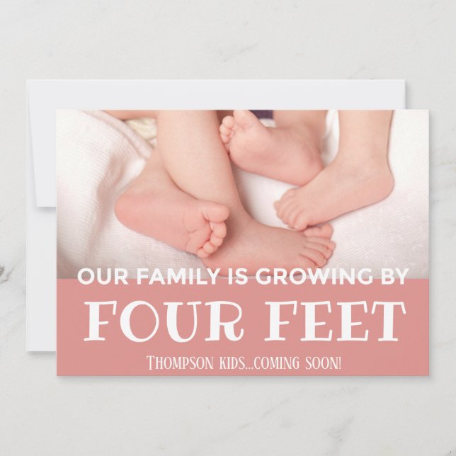 Faire-part Rose Grossissant par 4 pieds Adoption moderne Nouv (Devant)