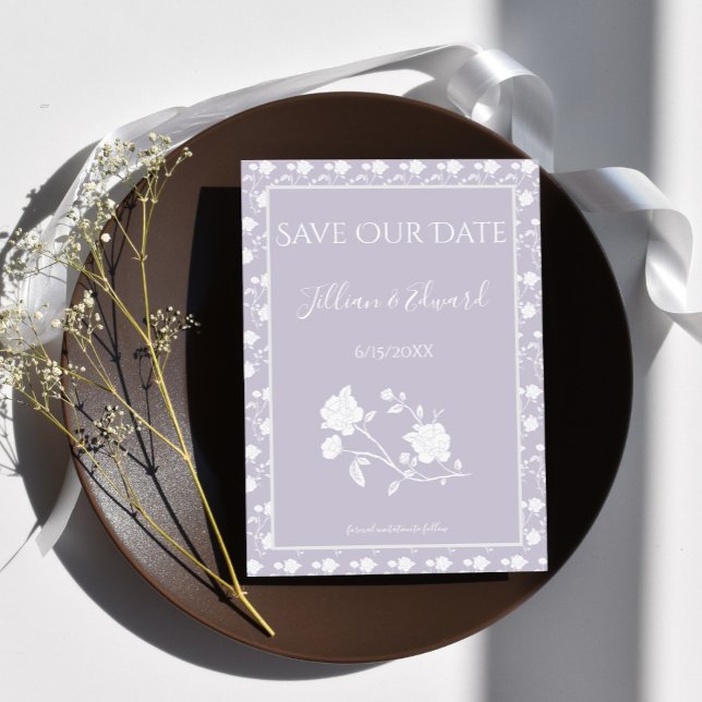 Faire-part Rose Lavender Enregistrer La Date Annonce (Lavender Rose Save the Date)