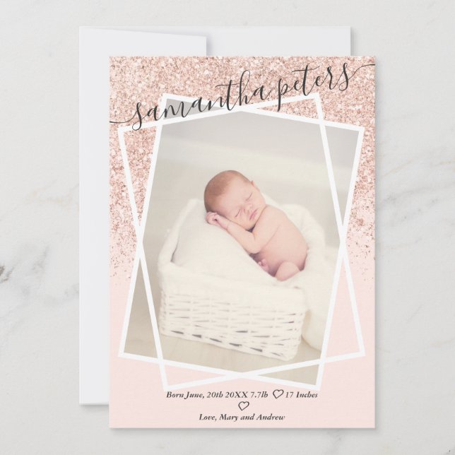 Faire-part Rose Parties scintillant rose vif moderne photo na (Devant)