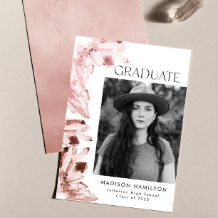 Faire-part Rose Quartz Watercolor Crystals Photo Graduation