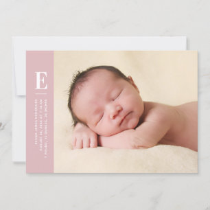 Faire-part Rose Simple Monogramme Filles Photo Naissance