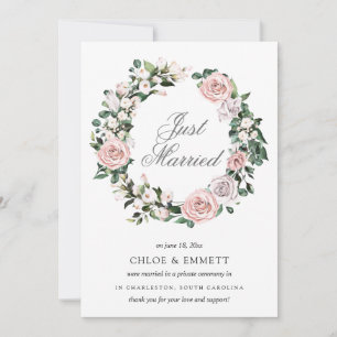 Faire-part Rose Violet Blanc Floral Juste Marié Elopement