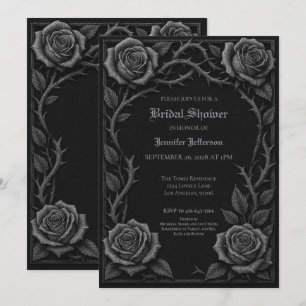 Faire-part Roses noires et blanches Baby Shower gothique
