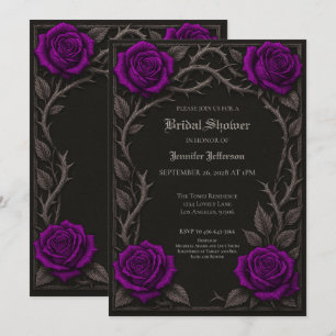 Faire-part Roses violettes foncées Baby shower gothique