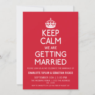 Faire-part Royaume-Uni garder le calme Mariage Grande-Bretagn