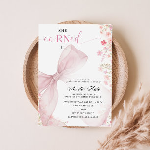 Faire-part Ruban floral rose pour infirmière diplômée photo m