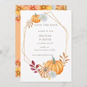 Faire-part Russe Aquarelle Citrouille orange Mariage de autom