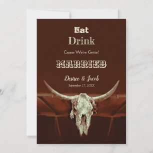 Faire-part Russe Manger Boire Marié Mariage Bull Cow Crâne