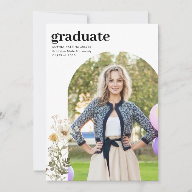 Faire-part Rustic Arch Fleur sauvage Photo Graduate Graduate  (Devant)