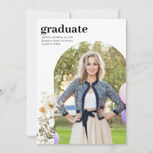 Faire-part Rustic Arch Fleur sauvage Photo Graduate Graduate 