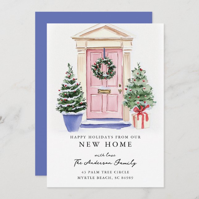 Faire-part Rustic Christmas New Home Holiday Card (Devant / Derrière)