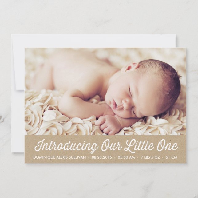 Faire-part Rustic Faux Kraft Papier Photo bébé naissance (Devant)