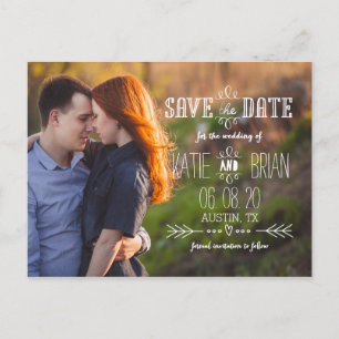 Faire-part Rustic White Photo Enregistrer la carte postale Da