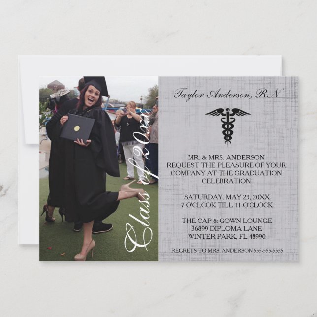 Faire-part Rustique Médicale RN School Graduation (Devant)