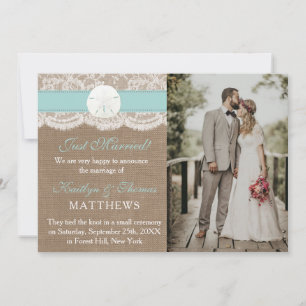 Faire-part Sable Turquoise Dollar Plage Mariage Photo Mariage