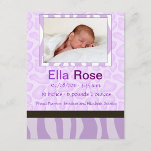 Faire-part Safari Mix - Zèbre et GIraffe naissance bébé