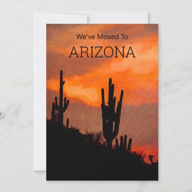 Faire-part Saguaro Cactus Silhouette Arizona Coucher de solei (Devant)
