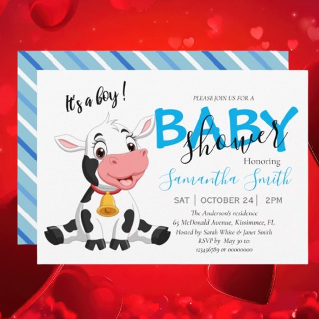 Faire-part Sainte vache ! C'est un bébé garçon (Get ready to moo-ve over for some exciting news! We’re throwing a boho baby shower  )