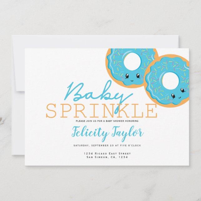 Faire-part Saupoudrer le Baby shower Blue Twin Boys (Devant)