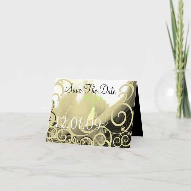 Faire-part Sauvez le lis de Cala de date - Tan et vert (Devant)