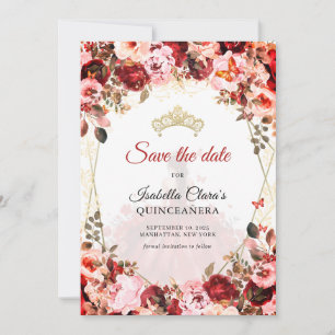 Faire-part Scarlet Enchantée Florale Princesse Quinceanera