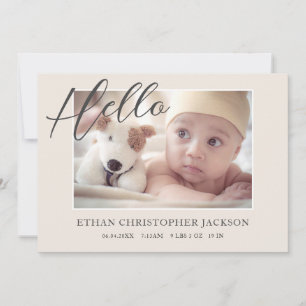 Faire-part Script Baby Photo Naissance moderne