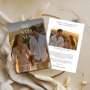 Faire-part Script Boho Nous Avons Dit Oui Russe Photo Mariage