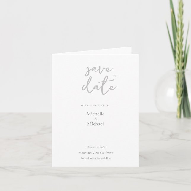 Faire-part Script Calligraphie Mariage Moderne Enregistrer la (Devant)