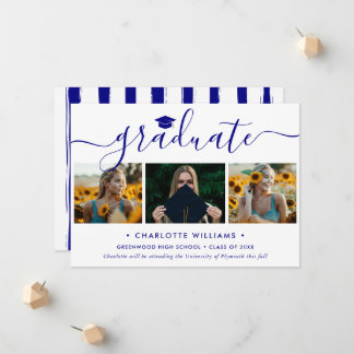 Faire-part Script de collage de photos bleu moderne pour la r