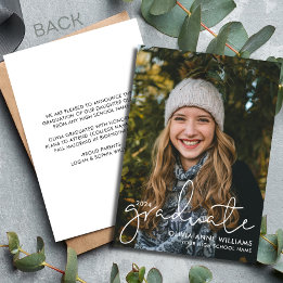 Faire-part Script de fin d'études minimaliste Lycée