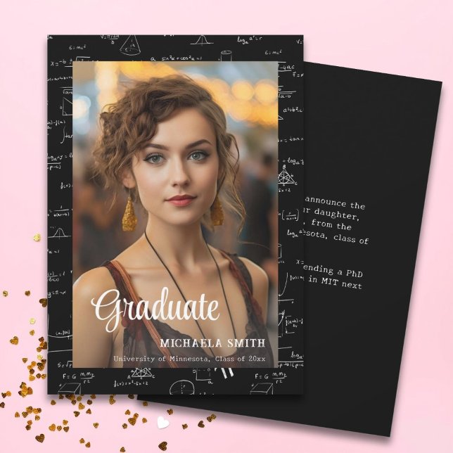 Faire-part Script de mathématiques modernes Photo College Gra (Créateur téléchargé)
