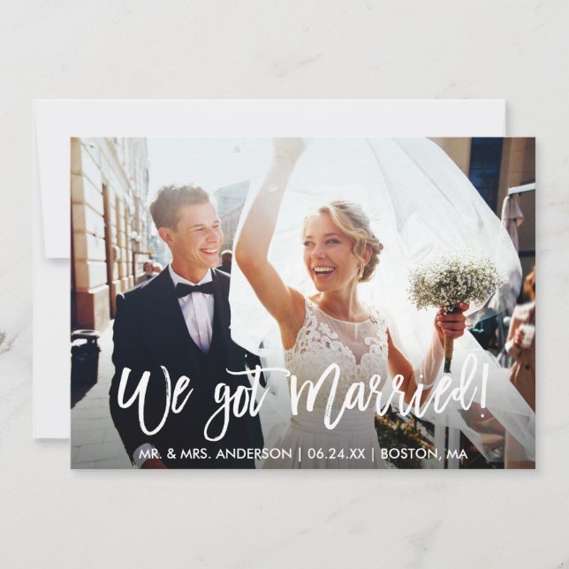 Faire-part Script de pinceau moderne Nous avons marié Mariage (Devant)