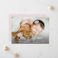 Script élégant Baby Girl Nom Photo Naissance rose