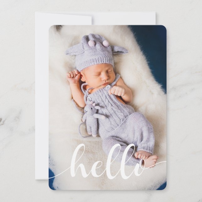 Faire-part Script Lettering Baby Birth Annonces (Devant)