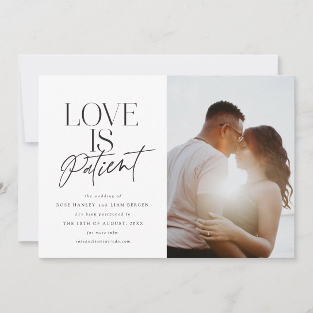 Faire-part Script Love Mariage reporté Modifier la date (Devant)