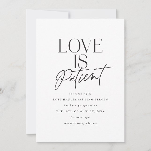 Faire-part Script Love Mariage reporté Modifier la date (Devant)