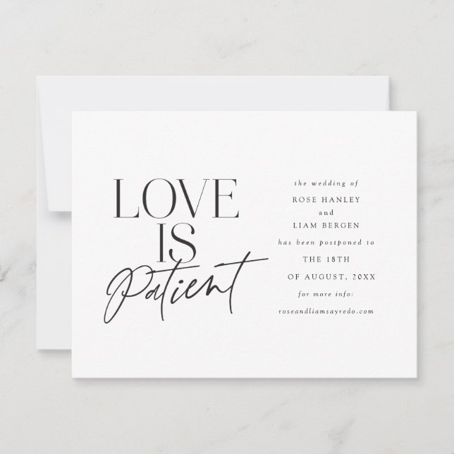 Faire-part Script Love Mariage reporté Modifier la date (Devant)