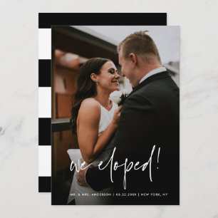 Faire-part Script manuscrit simple Nous avons Elopé Mariage p