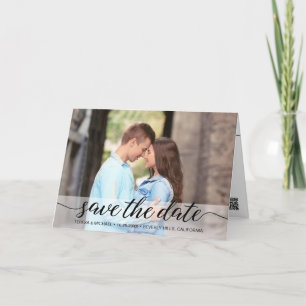 Faire-part Script moderne 2 Photos Fiançailles Simple Personn