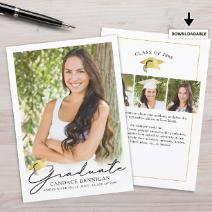 Faire-part Script moderne 4 Diplôme photo